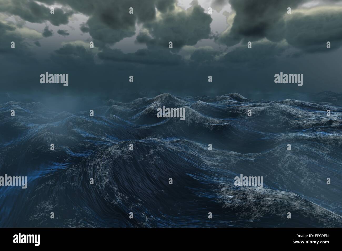 Rough blue ocean under dark sky hi-res stock photography and images - Alamy