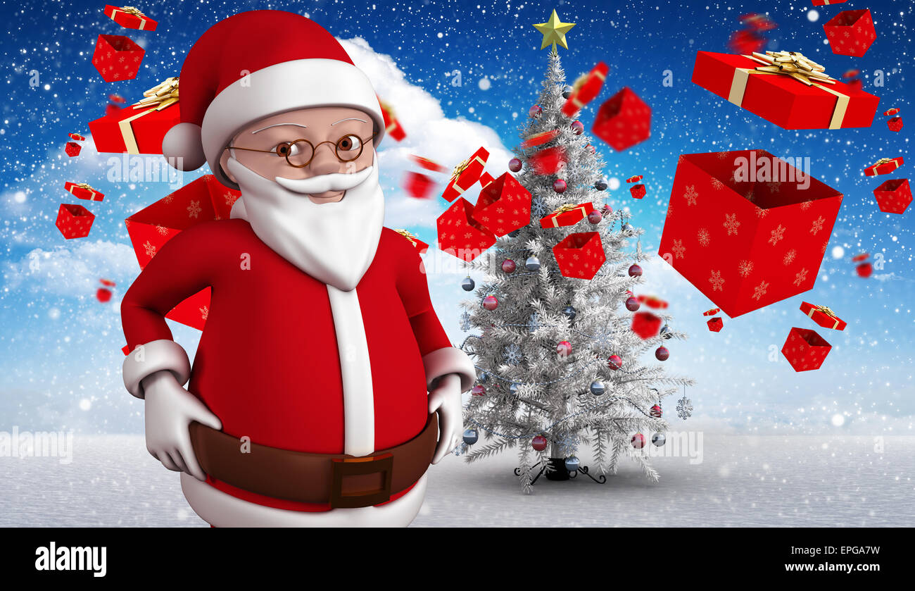 Composite image of cute cartoon santa claus Stock Photo - Alamy