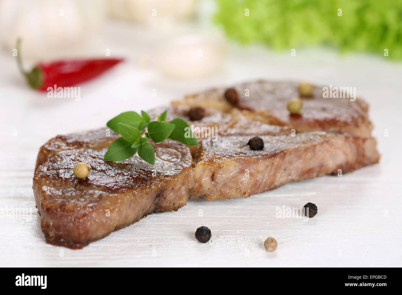 Gebratenes Schweinefleisch Kotelett Steak Stock Photo