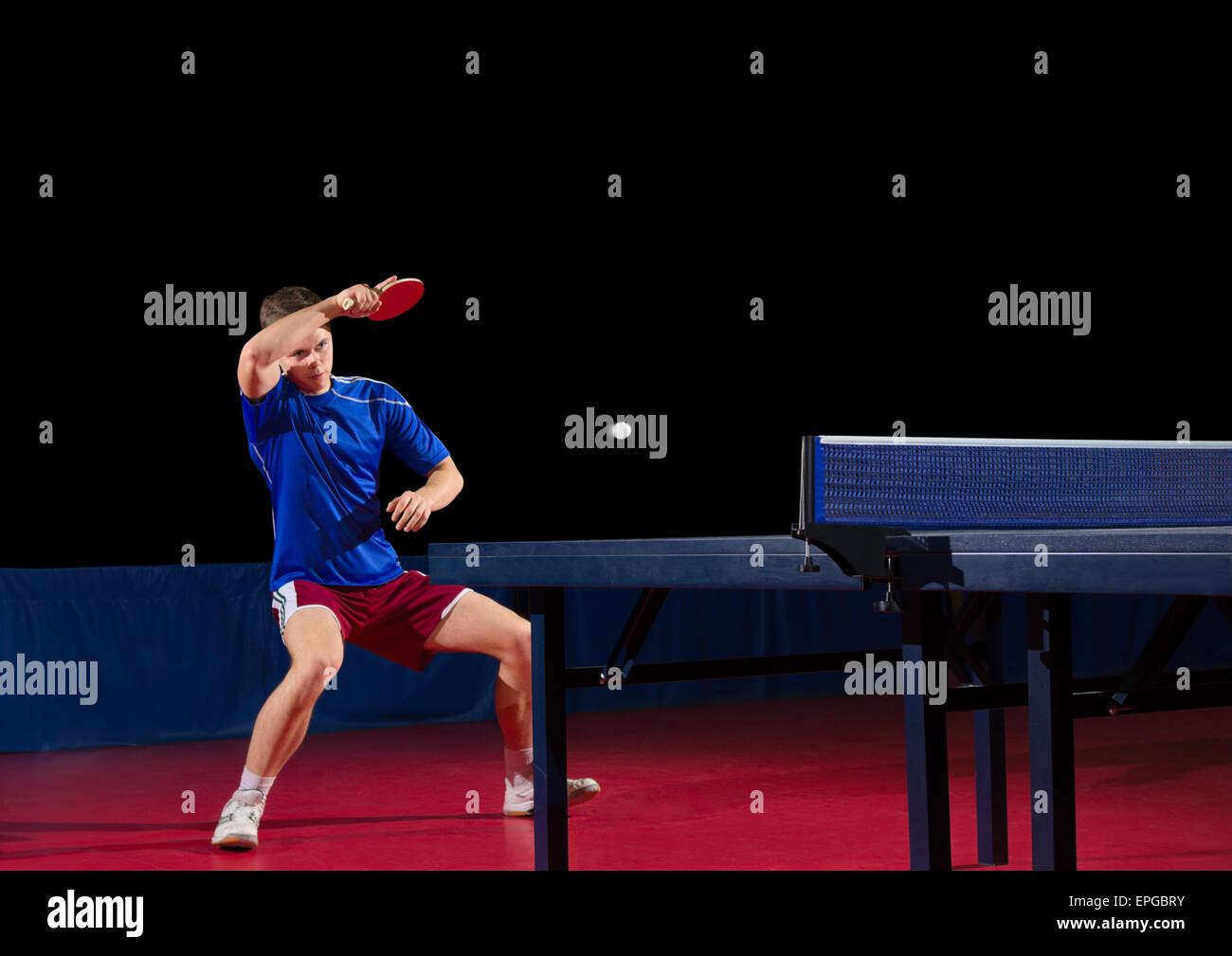 Table tennis player isolated on black Stock Photo Alamy