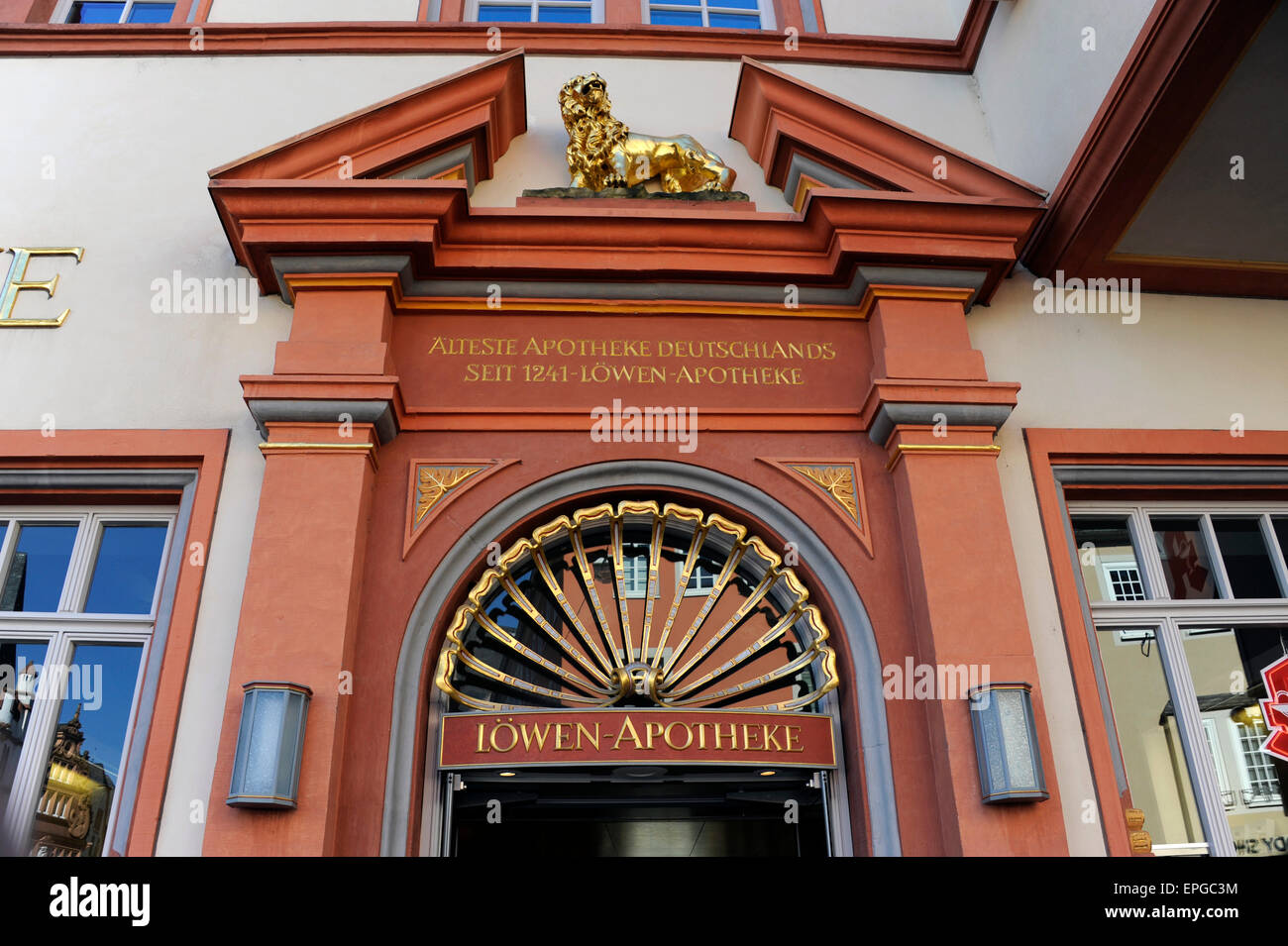 Trier Treves Lowen Apotheke Pharmacy Old Town Pedestrian Stock Photo Alamy