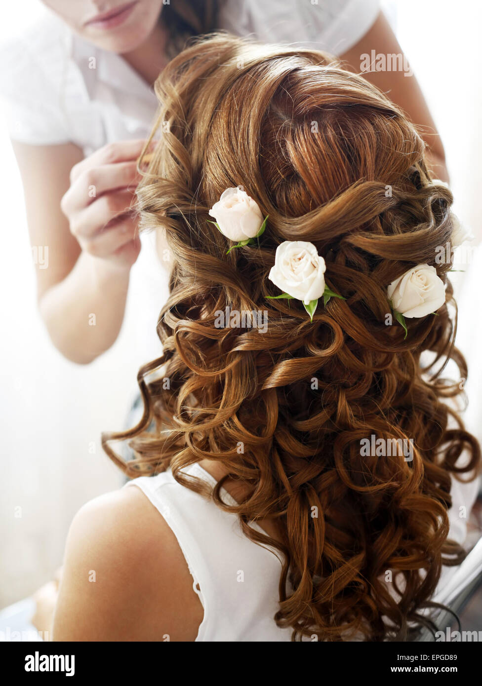 Hairdress of the bride Stock Photo