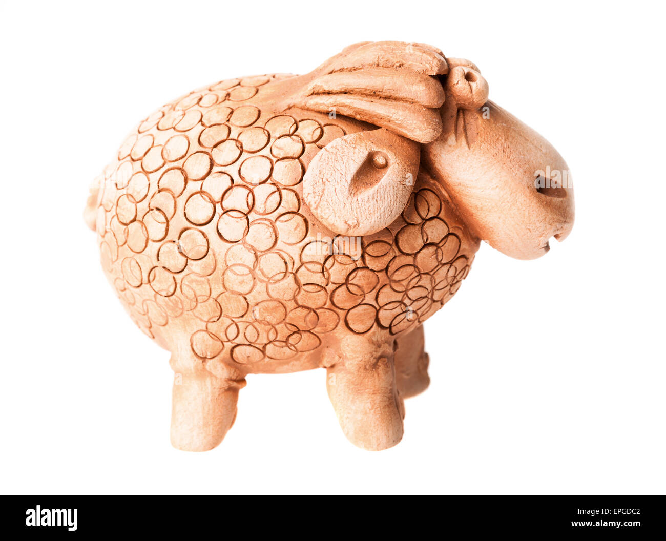 brown ceramic sheep doll isolated on white Stock Photo
