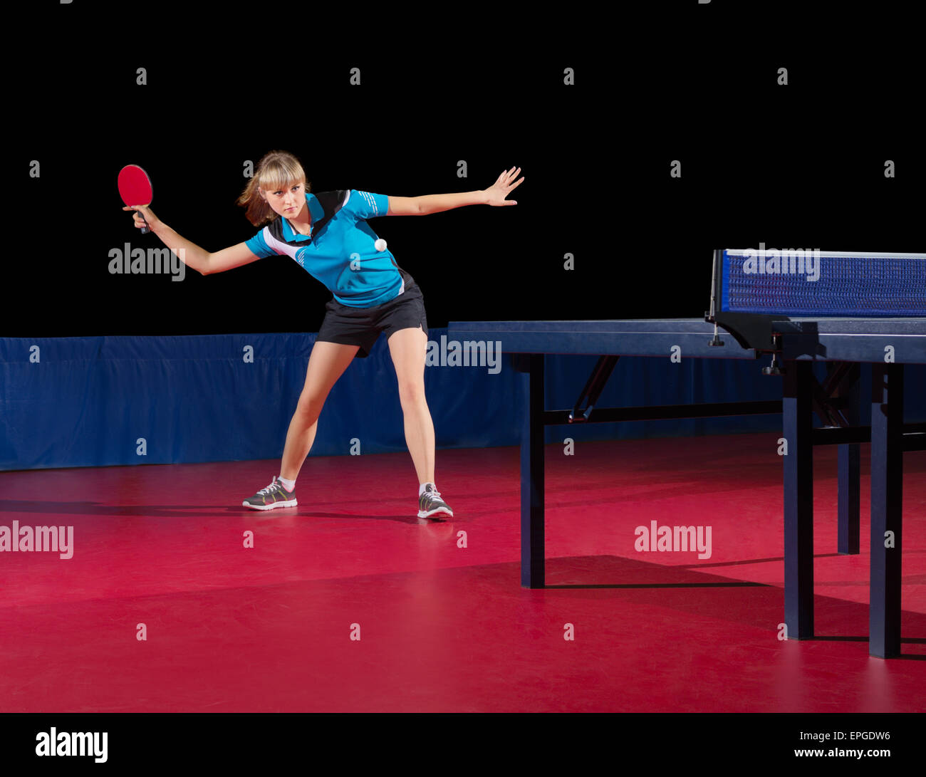 Young girl table tennis player isolated Stock Photo