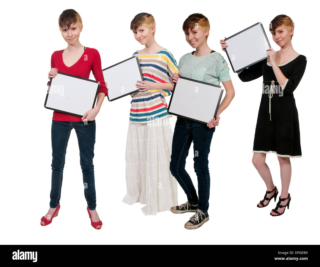 Women Holding a Blank Sign Stock Photo - Alamy