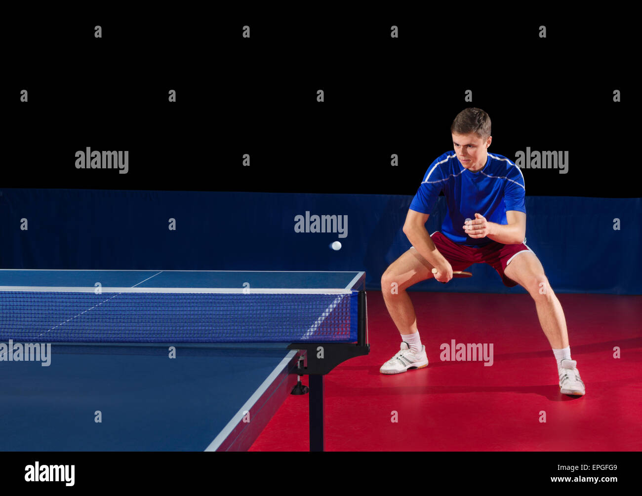 Table tennis player isolated on black Stock Photo Alamy