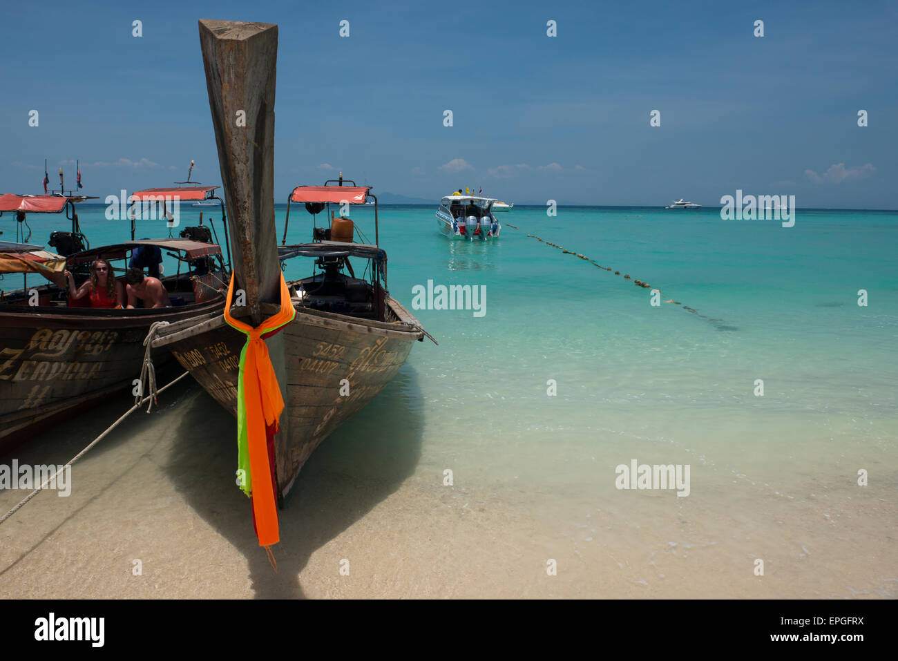 Thailand, Phuket, Andaman Sea. Phi Phi Islands National Park, island of Phi Phi Don. Traditional