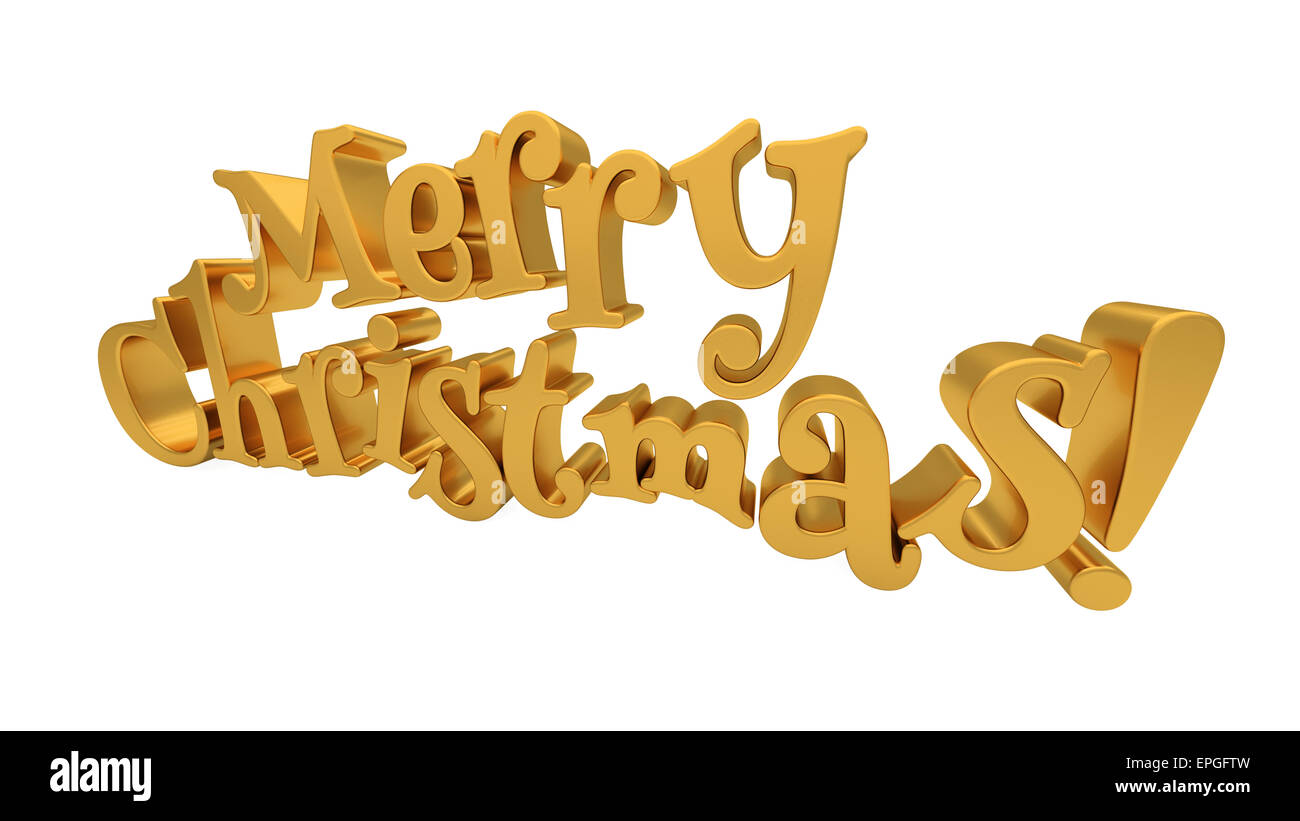 Merry Christmas lettering isolated Stock Photo