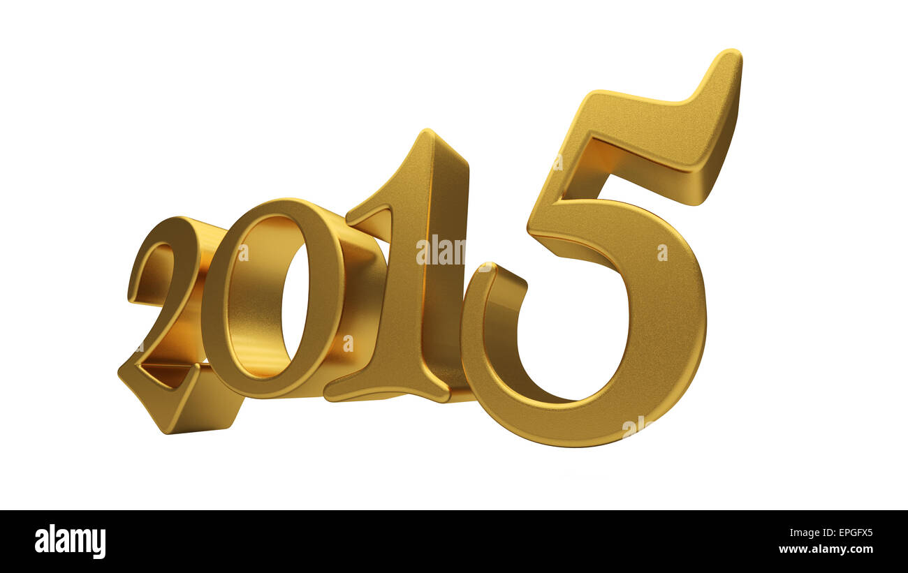 Gold 2015 lettering isolated Stock Photo