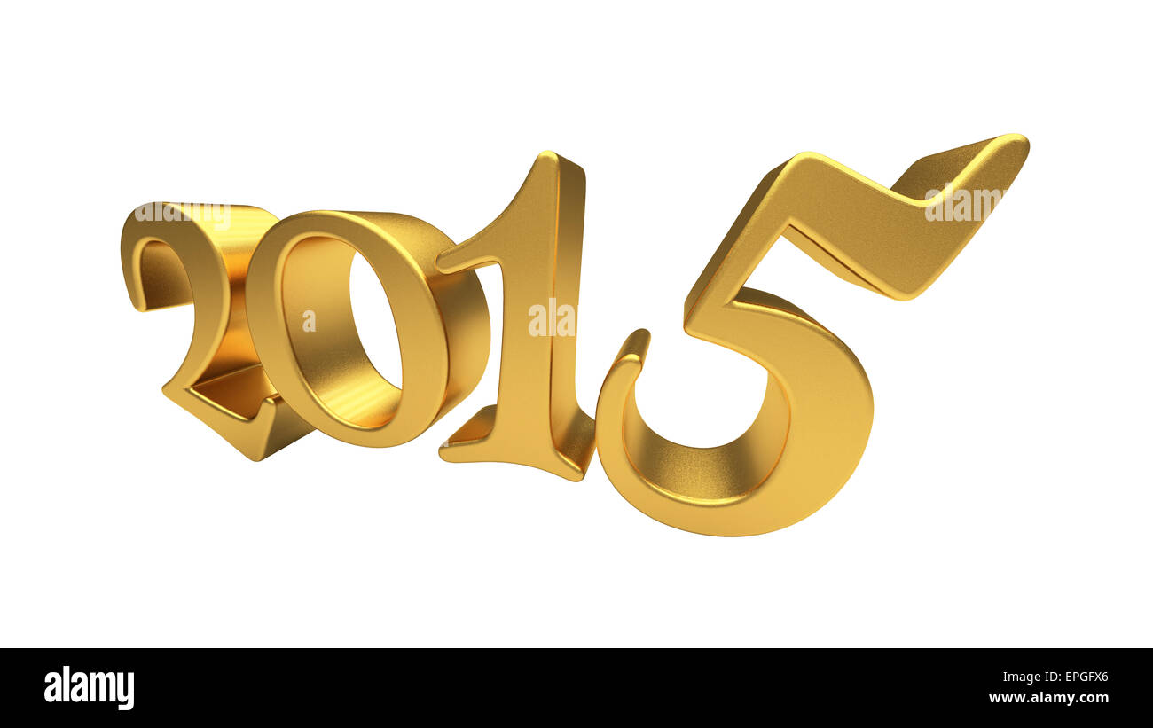 Gold 2015 lettering isolated Stock Photo