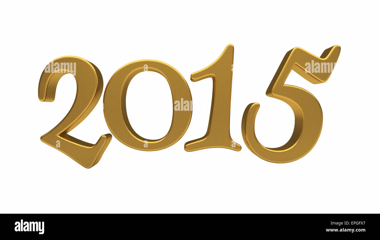 Gold 2015 lettering isolated Stock Photo