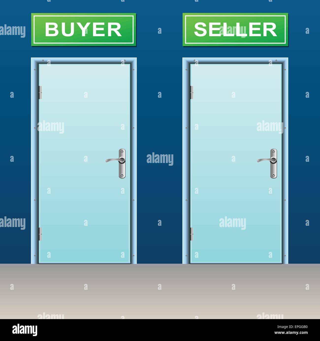 illustration of two doors for buyer and seller Stock Vector
