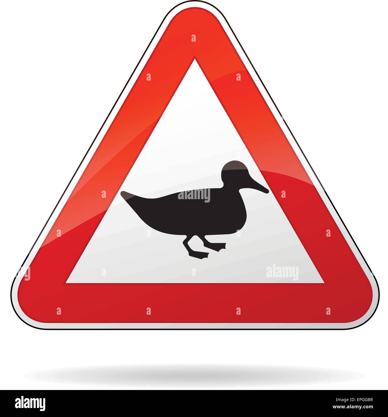 illustration of triangular warning sign for ducks Stock Vector