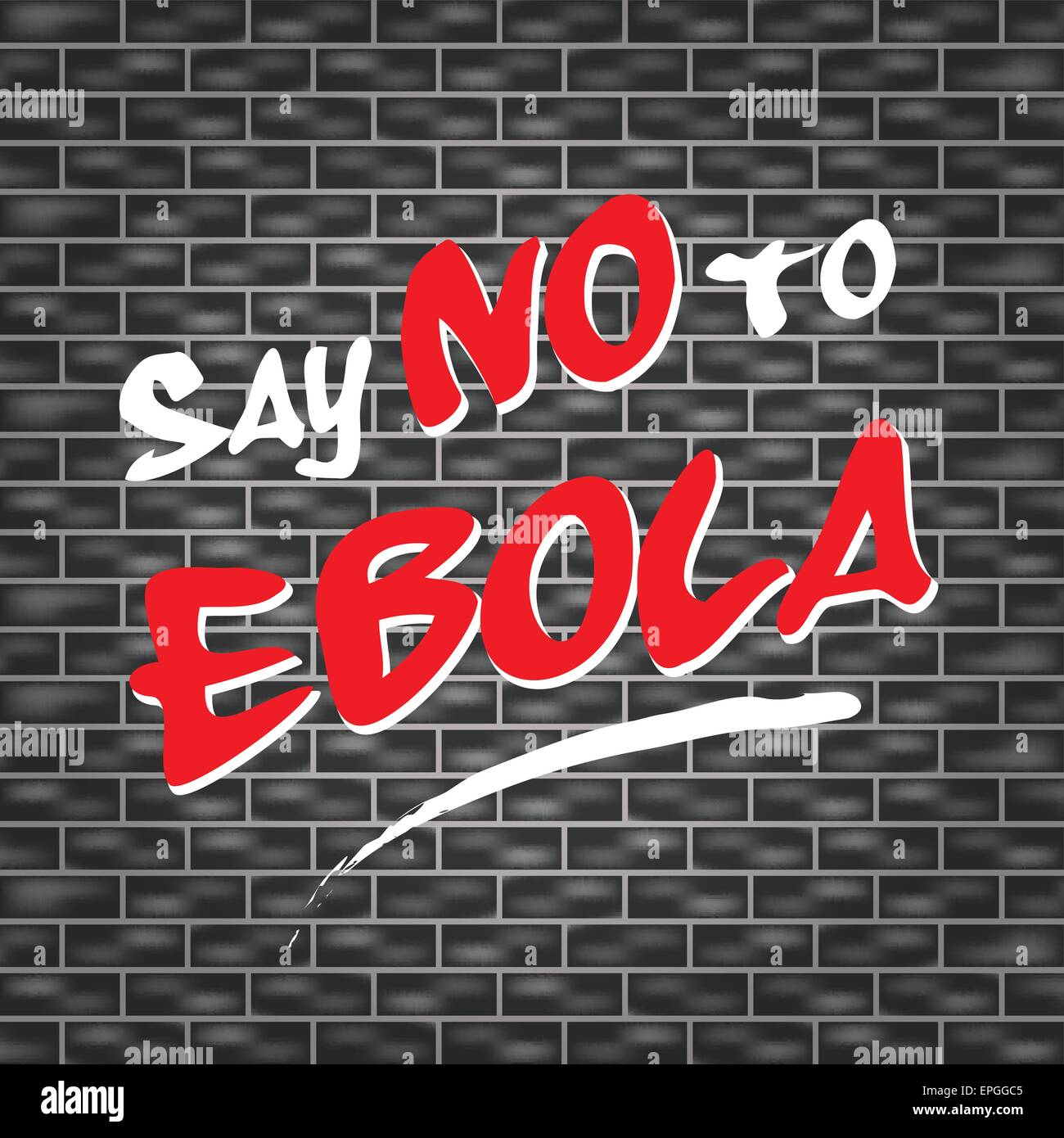 illustration of dark wall with graffiti for no ebola Stock Vector