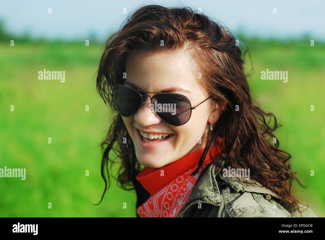 smiling young woman closeup portrait Stock Photo - Alamy