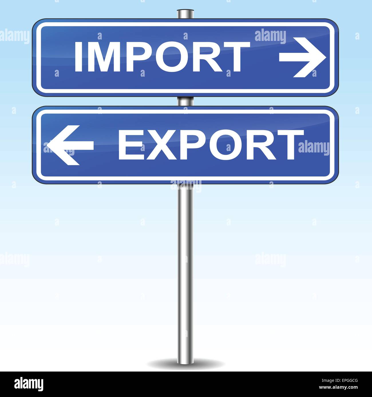 illustration of import and export directional blue signs Stock Vector