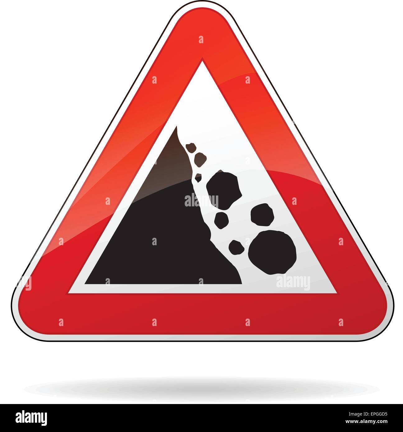 illustration of triangular isolated sign for rockfall Stock Vector