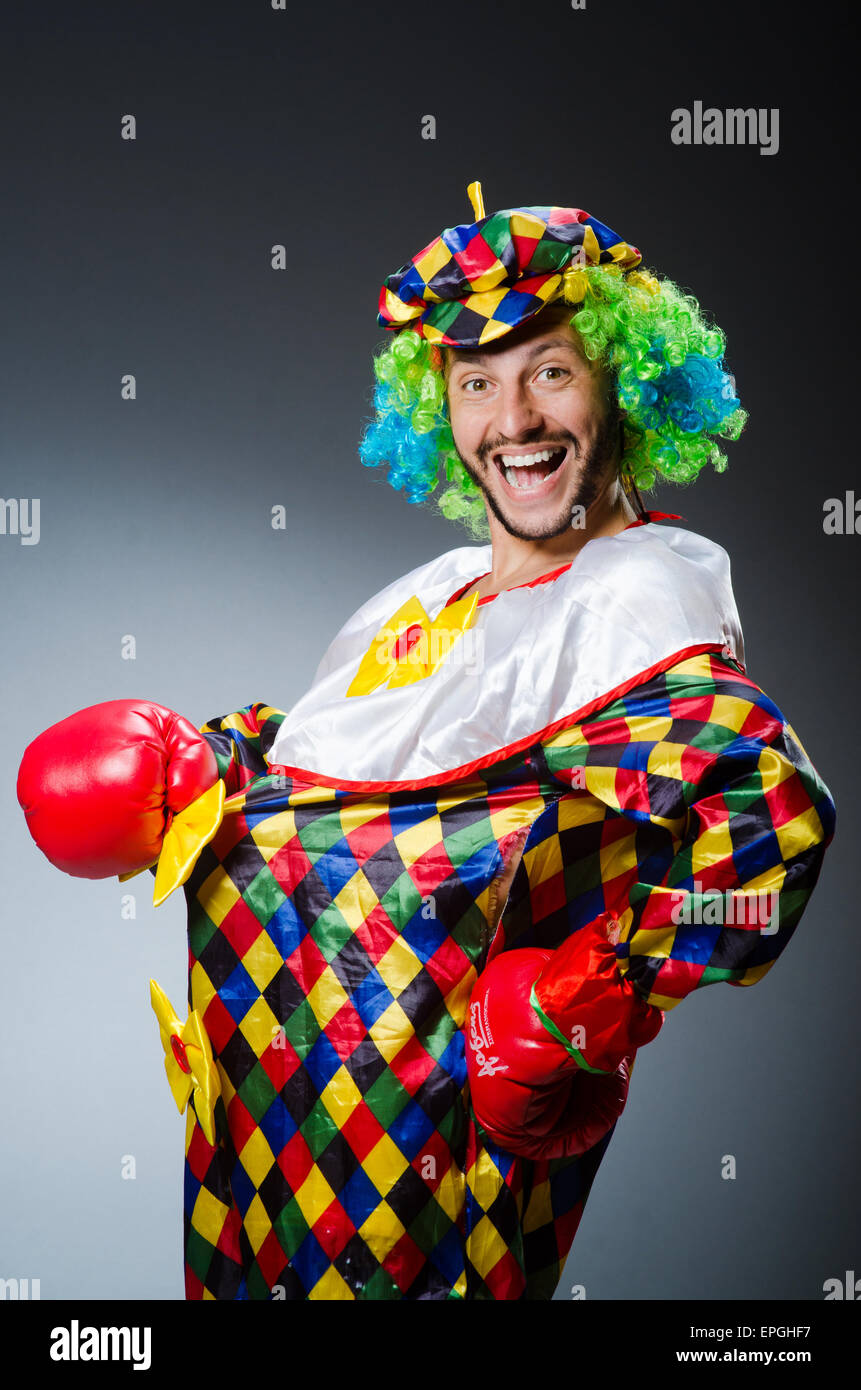 Funny clown with boxing gloves Stock Photo Alamy