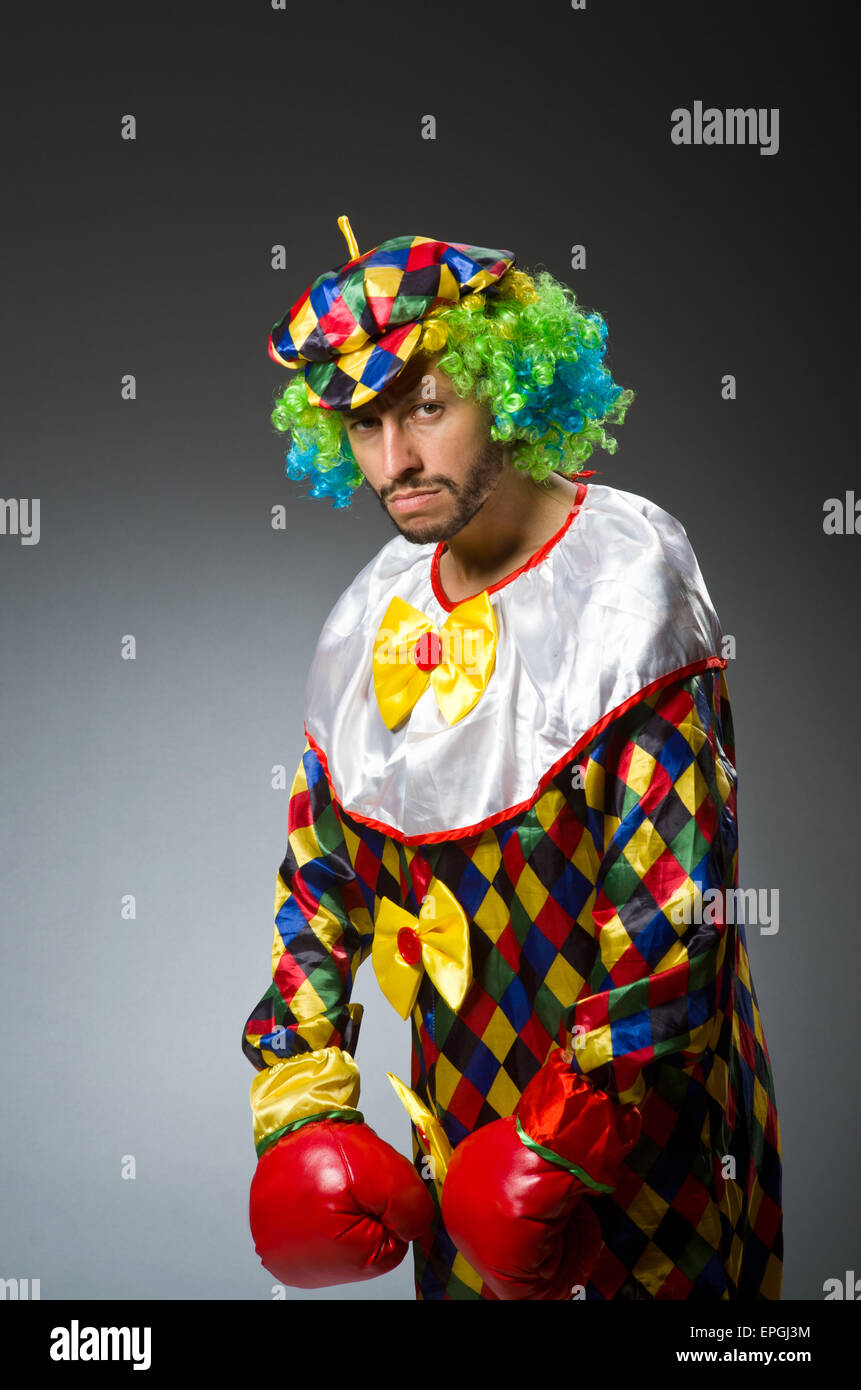 Funny clown with boxing gloves Stock Photo Alamy