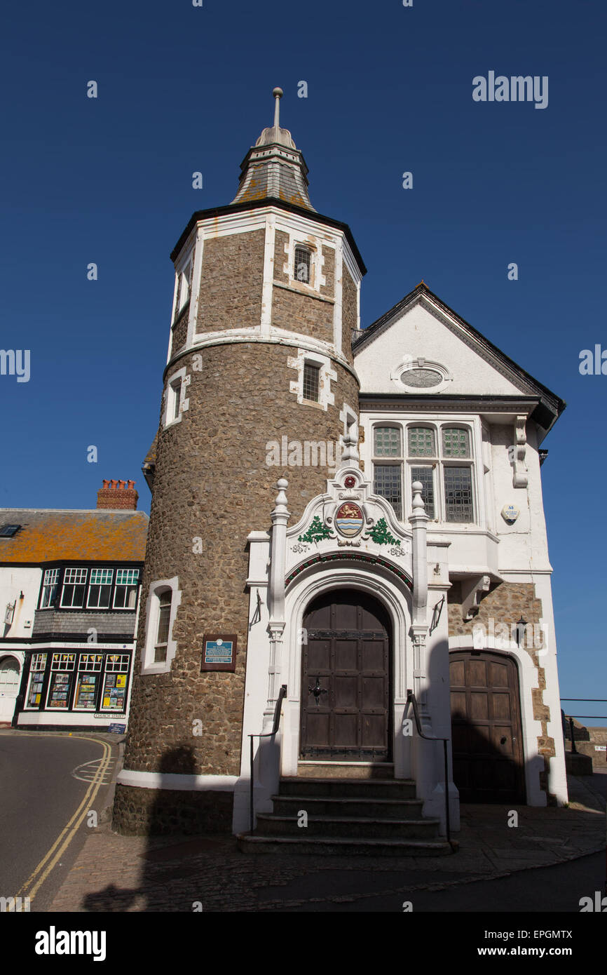 The Guild Hall, Lyme Regis, Dorset. Part dating back to Stuart times, now a council facility Stock Photo