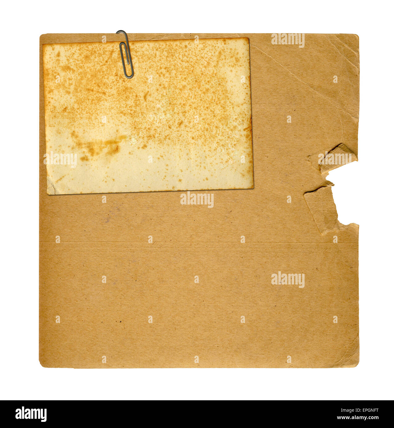 Set of old archival papers and vintage postcard isolated on white