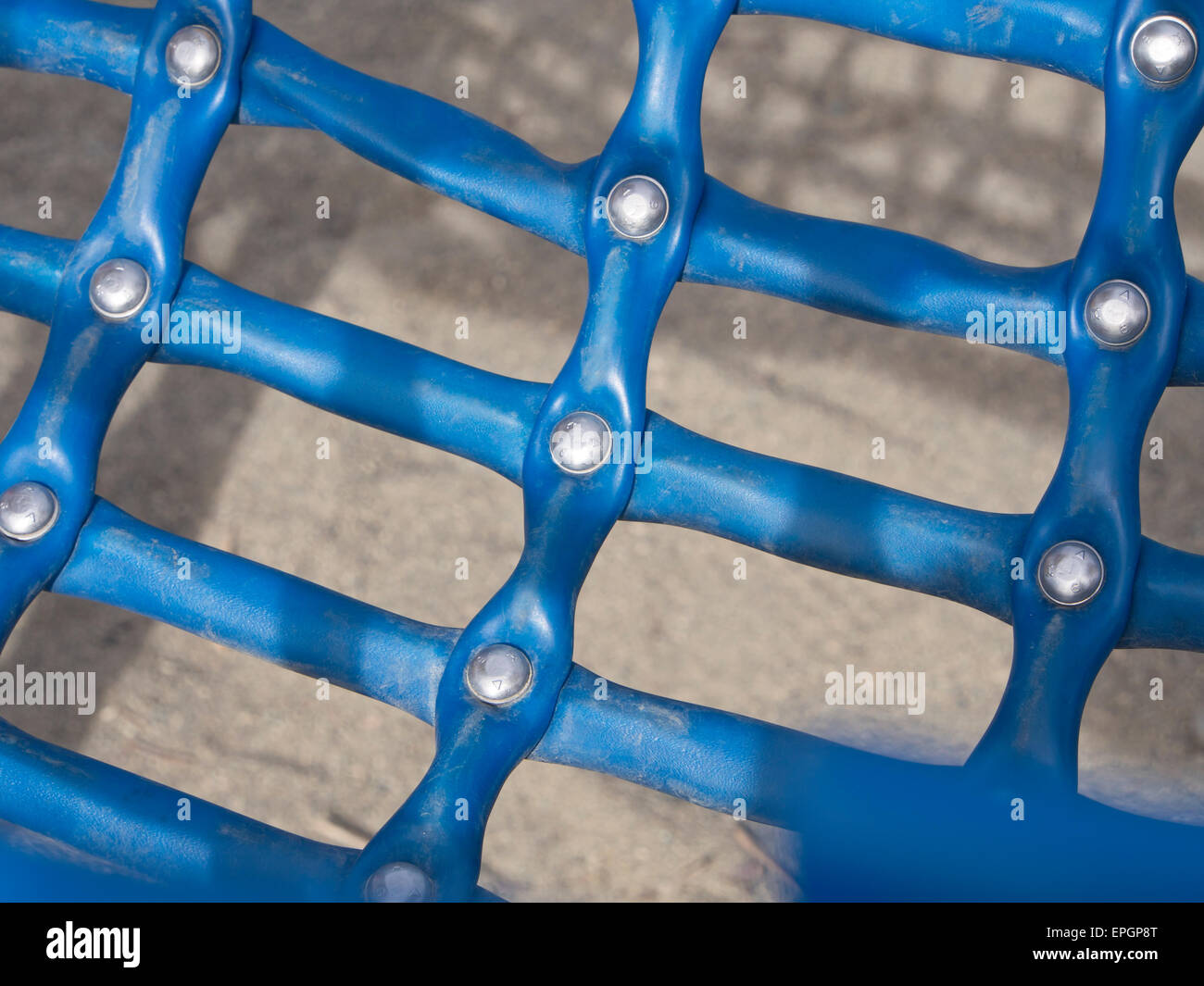 Close up of blue ladder, climbing apparatus for toddlers in a