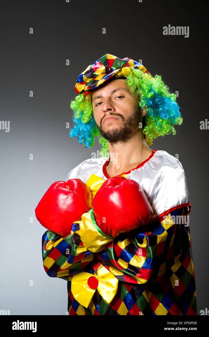 Funny clown with boxing gloves Stock Photo Alamy