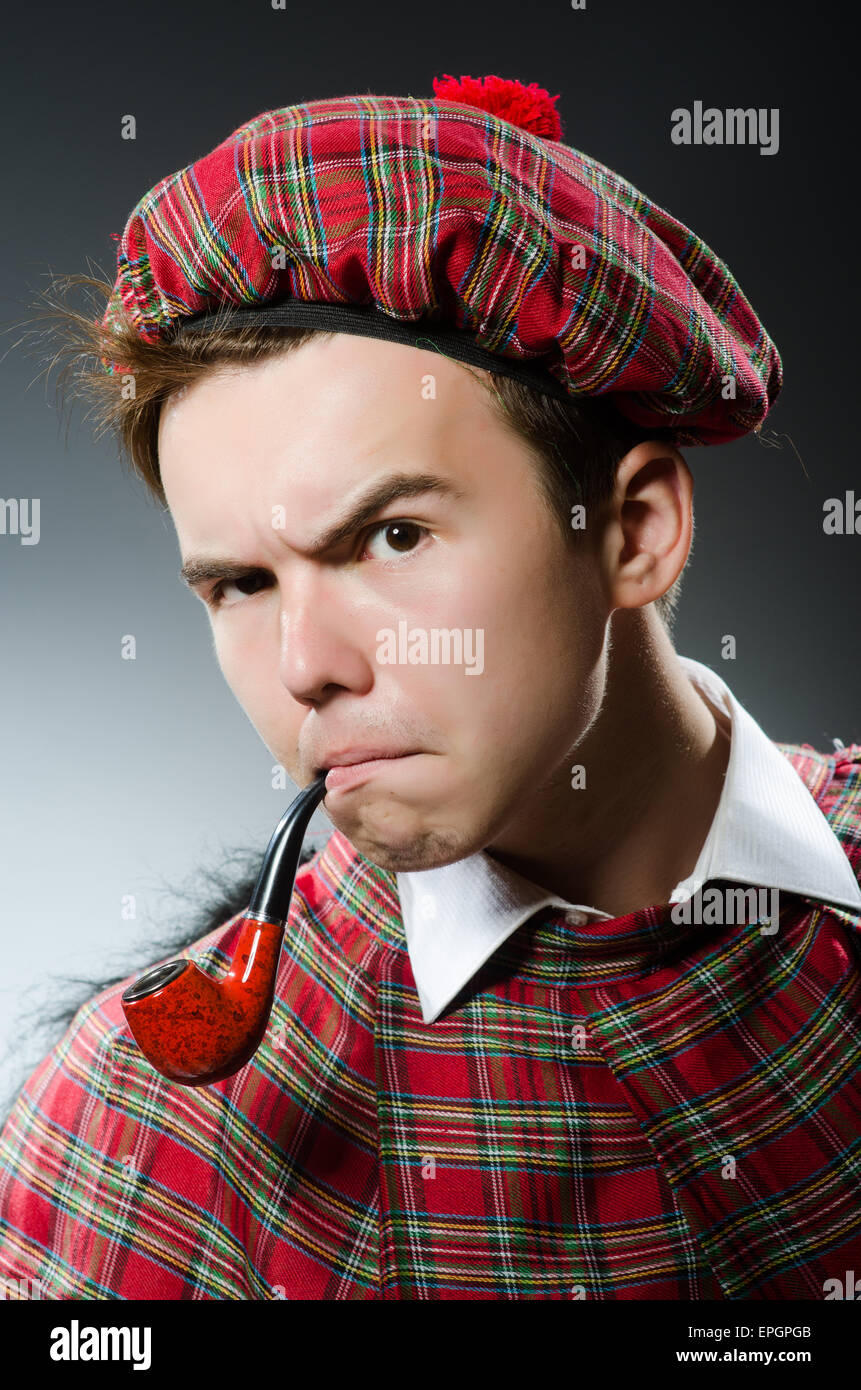 Funny scotsman smoking pipe tobacco Stock Photo Alamy