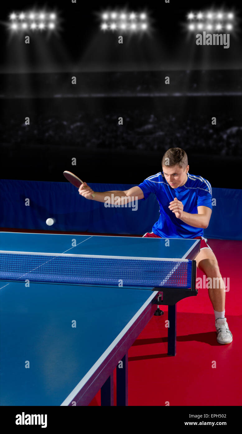 Young table tennis player at sports hall Stock Photo Alamy