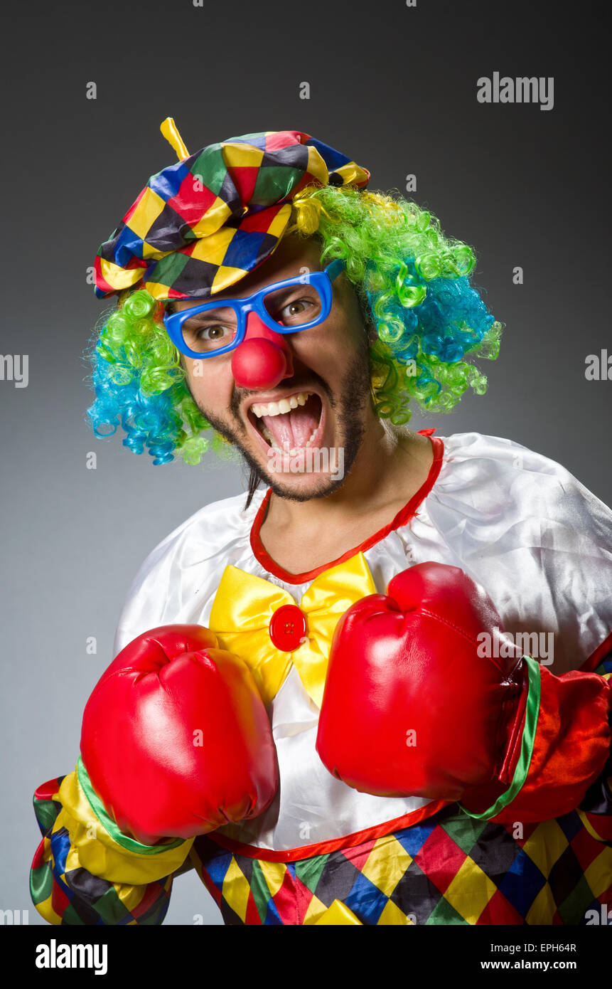 Funny clown with boxing gloves Stock Photo Alamy