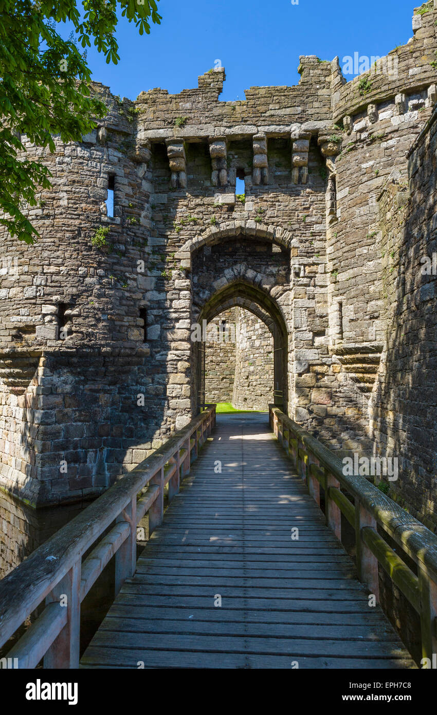 Entrance to Beaumaris Castle, Beaumaris, Anglesey, Wales, UK Stock Photo