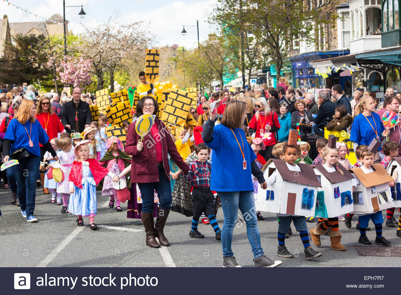 Children In Costumes In The Ilkley Carnival Parade Early Spring