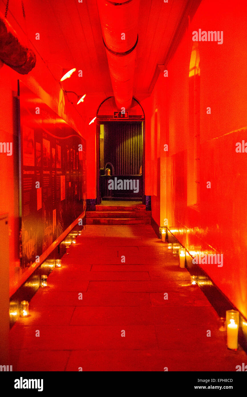 hallway interior with candles and colorful lights Stock Photo Alamy