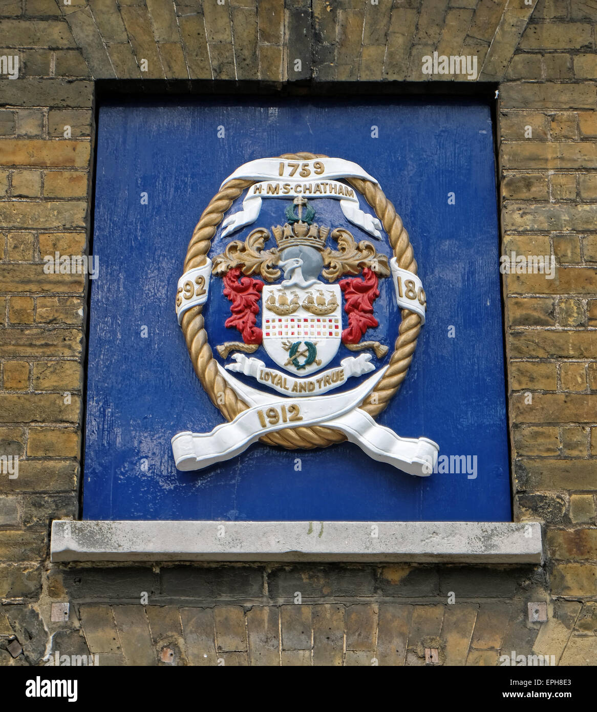 Colouful Wall Plaque at the Historic Dockyard, Chatham, Kent, ME4 4TE Stock Photo