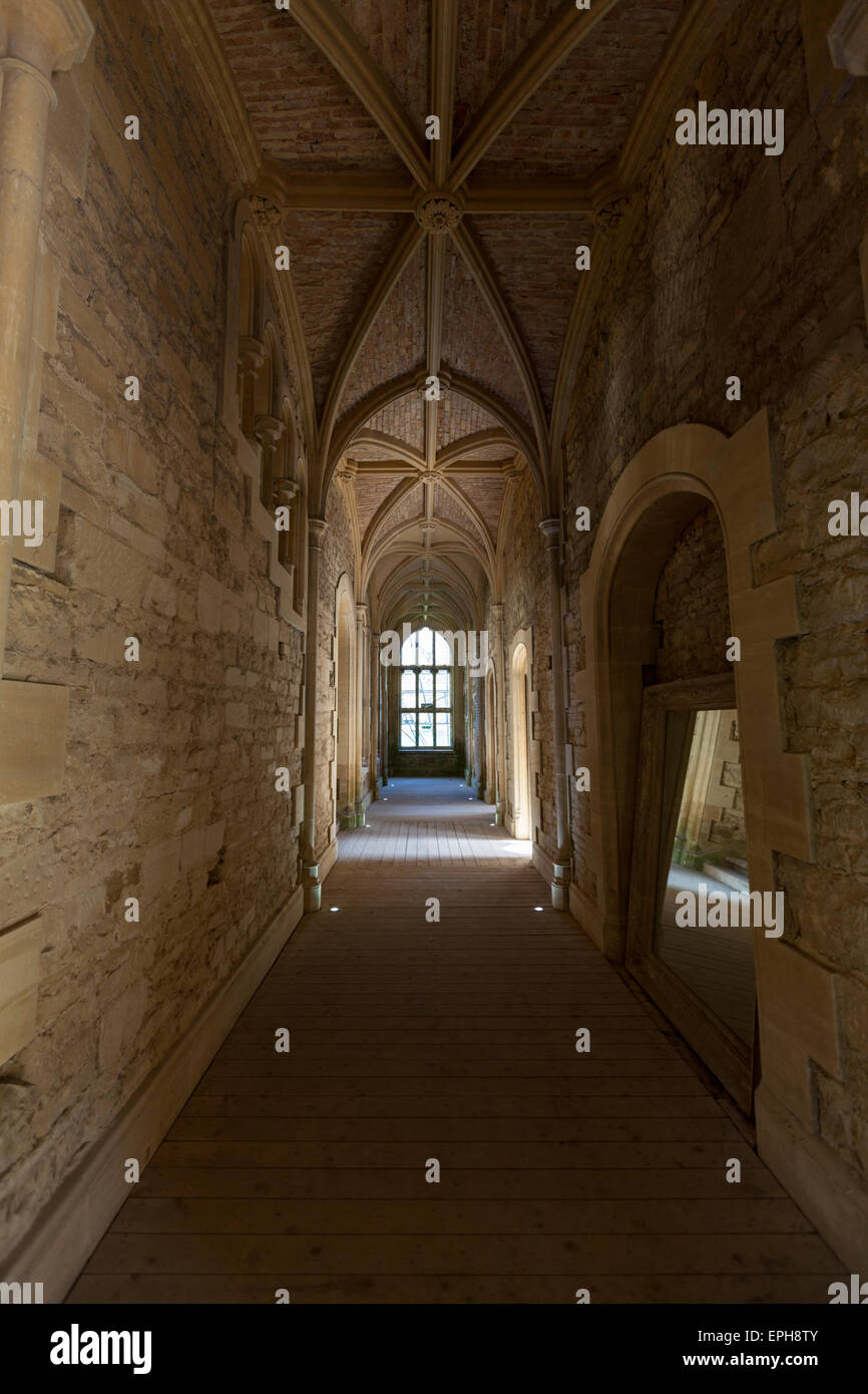 Interior corridor of Woodchester mansion, Gloucestershire, England Stock Photo