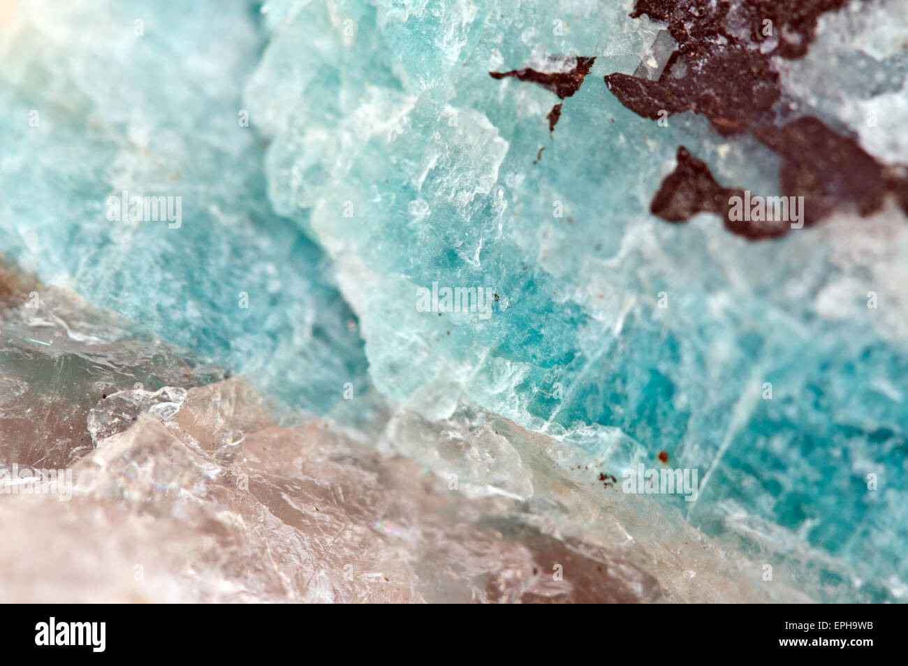 Amazonite (K,Na)AlSi3O8 (sometimes called "Amazon stone") is a bluish