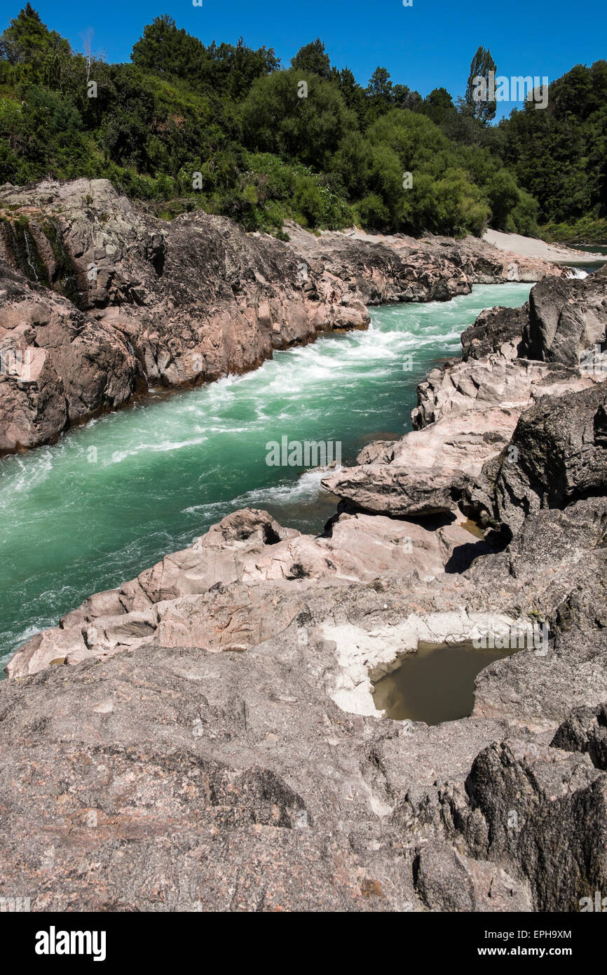 View into the Buller river at Akiri falls, Murchison, New Zealand. Stock Photo