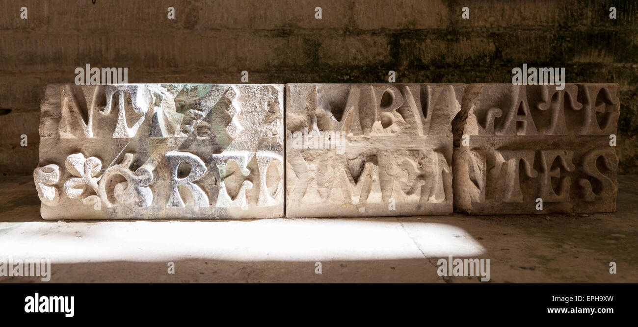 Stone carving at Woodchester mansion, Gloucestershire, England Stock Photo