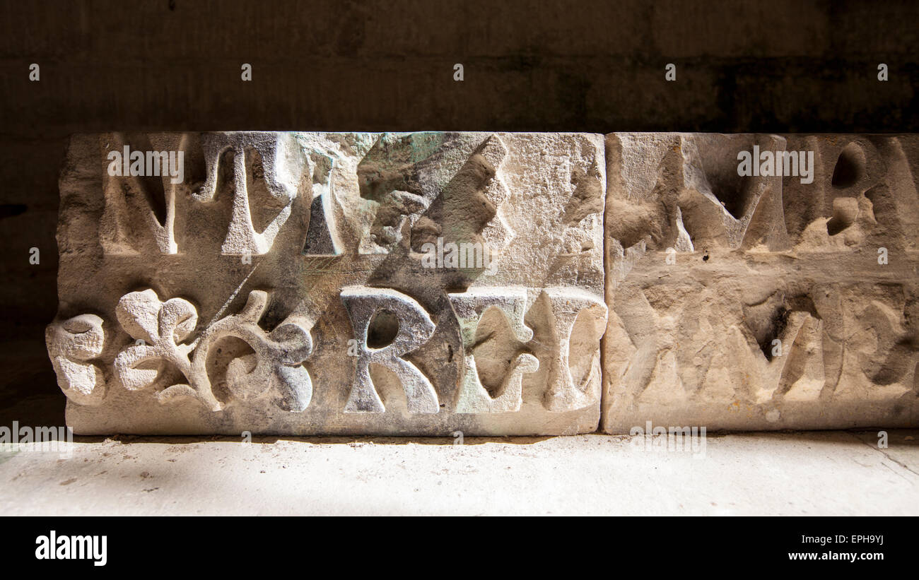 Stone carvings at Woodchester mansion, Gloucestershire, England Stock Photo