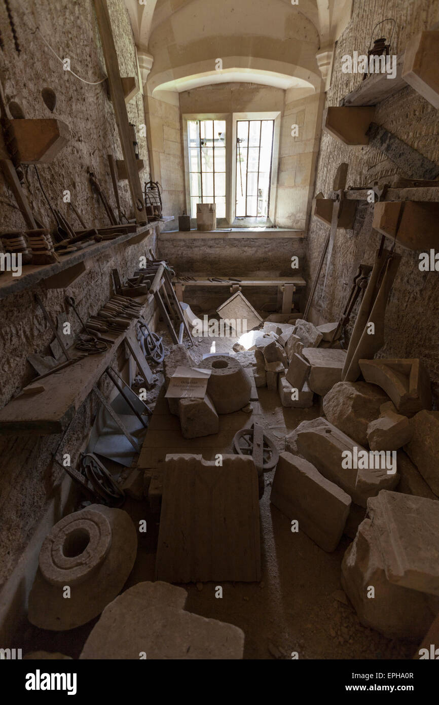 The Stone masons store at Woodchester mansion, Gloucestershire, England Stock Photo