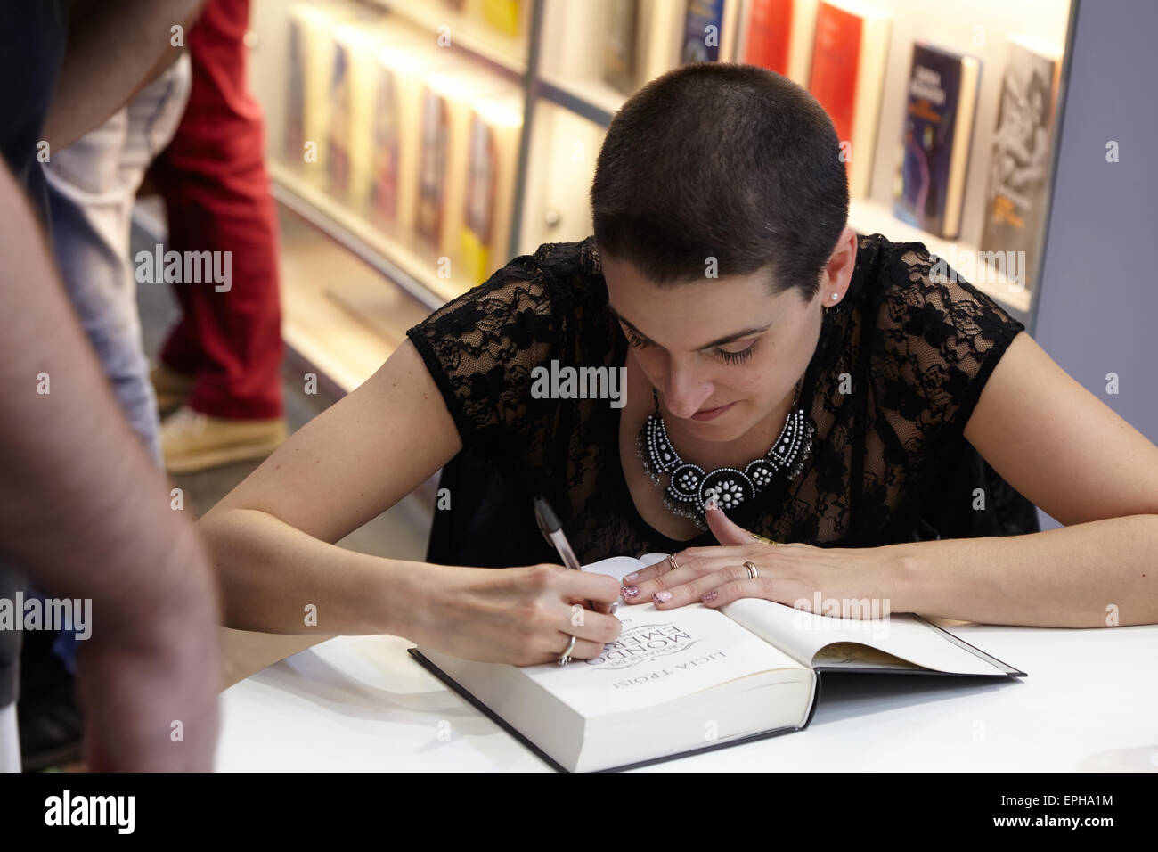 Licia Troisi at Salone del Libro, international book fair signing autographs on May 16, 2015 in Turin Stock Photo