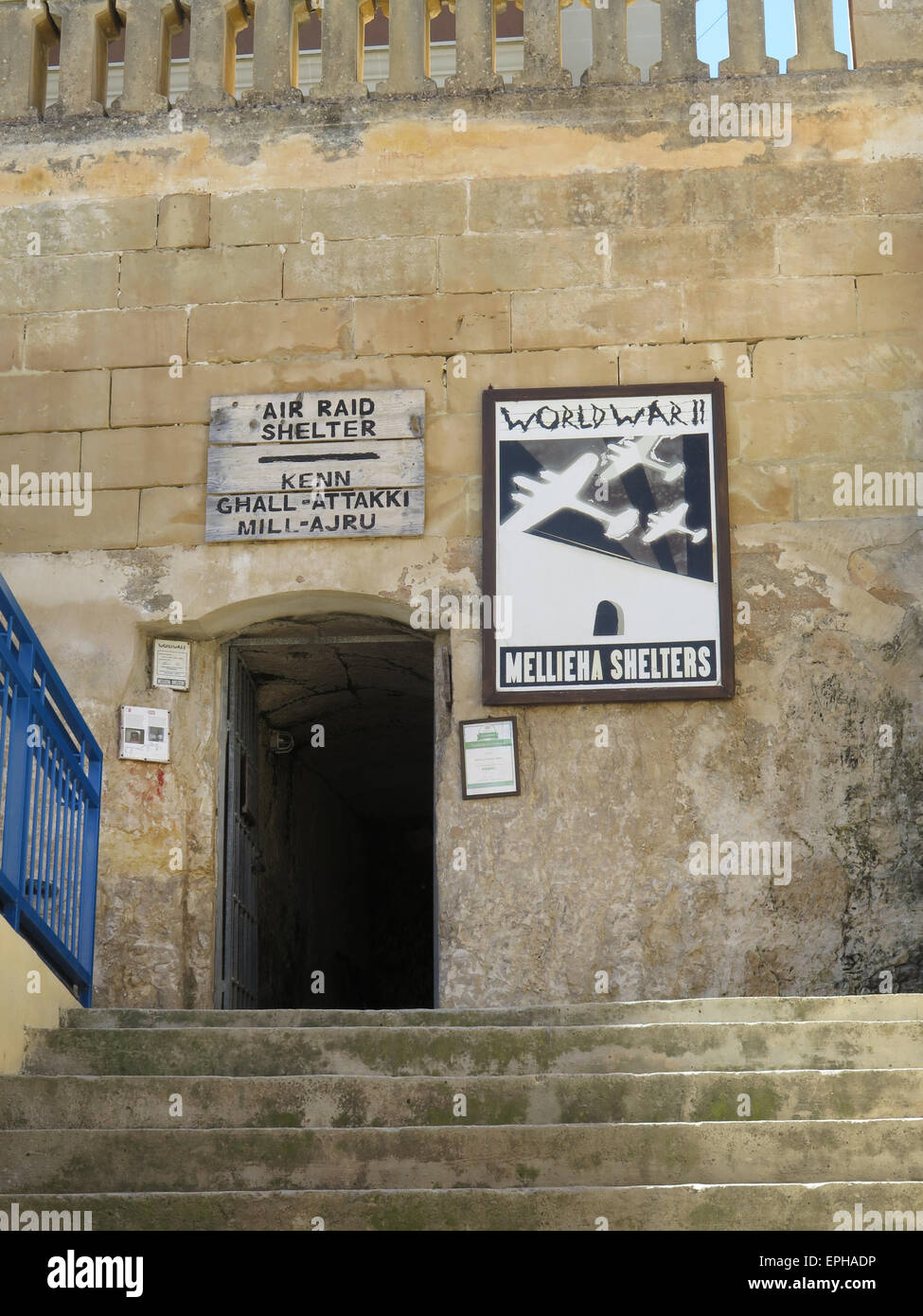 Exterior of Mellieha World War 11 Shelters, Malta Stock Photo