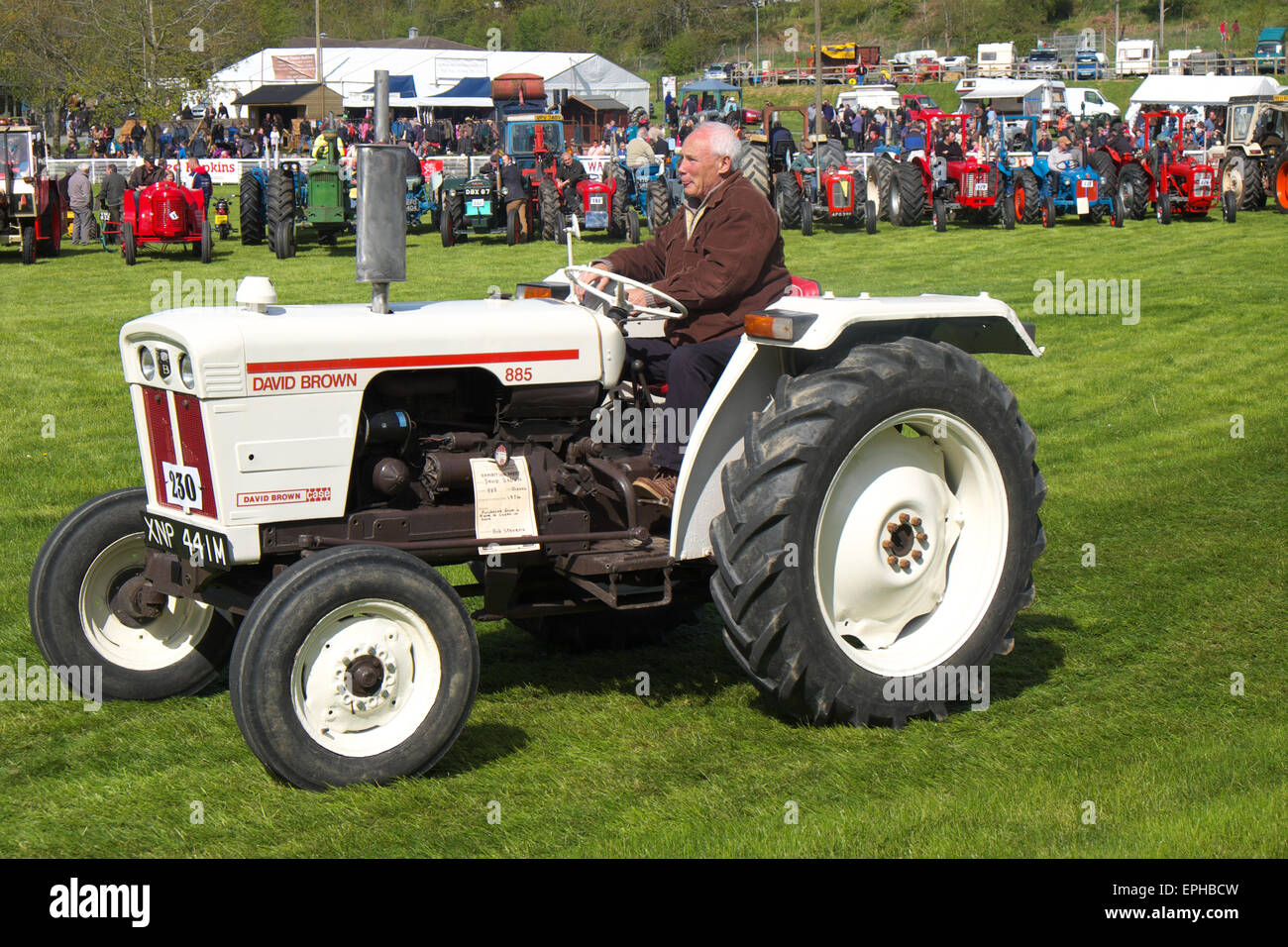 Royal Welsh Spring Festival, Builth Wells, Wales, A 1970s David Brown 885 tractor in the vintage