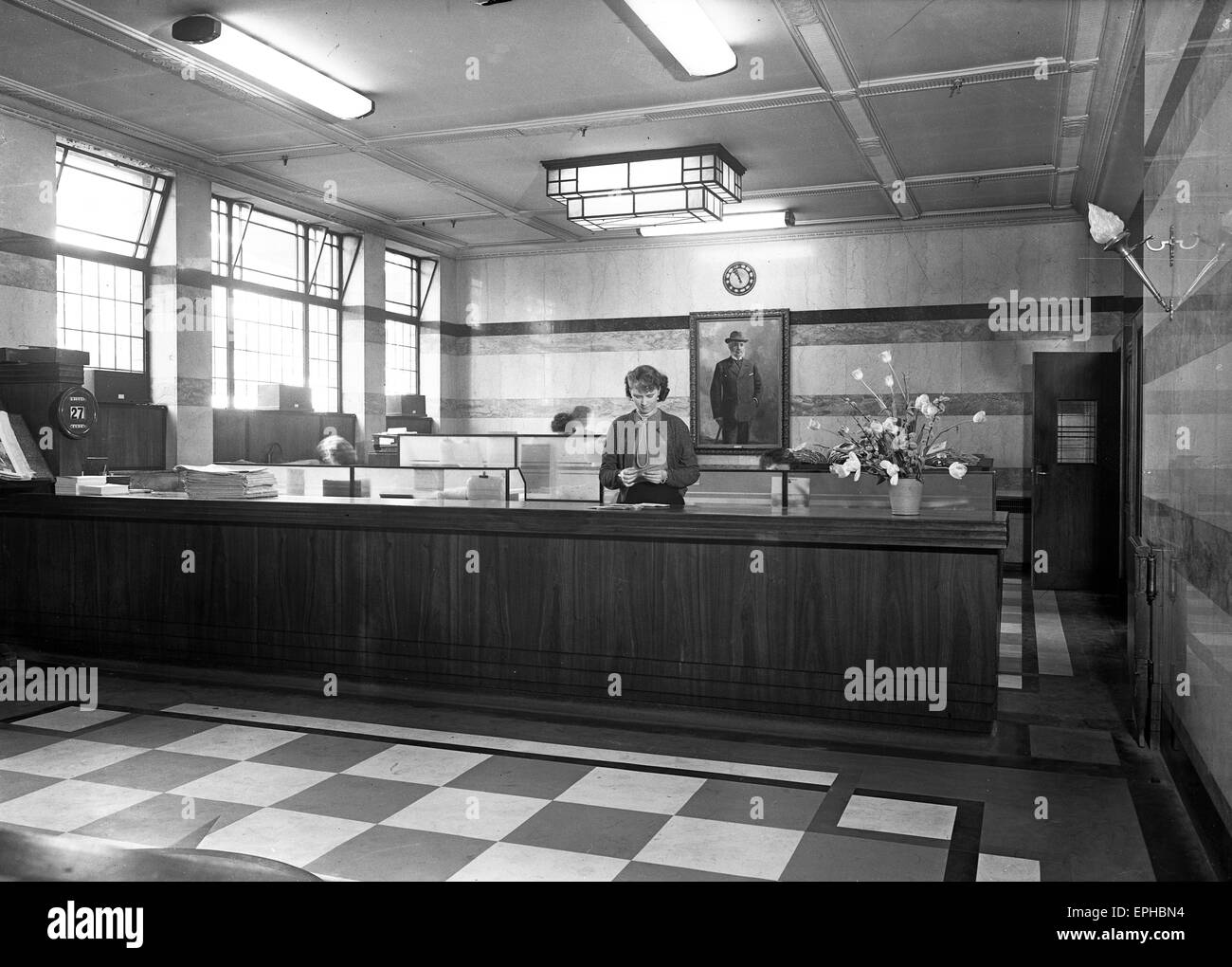 Office reception 1950s Britain Express & Star newspaper office in Queen