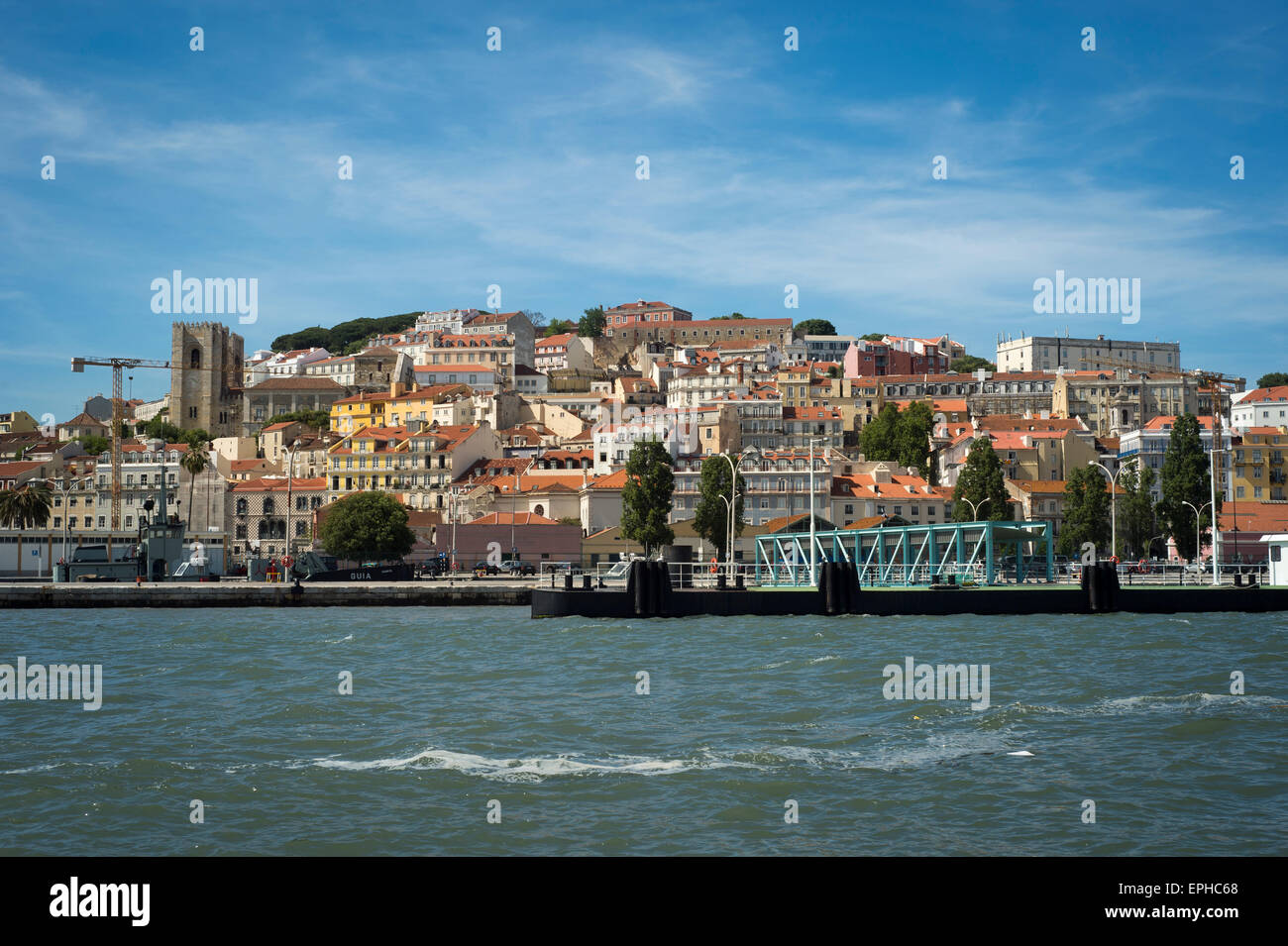 The city of Lisbon viewed from the River Tagus Stock Photo