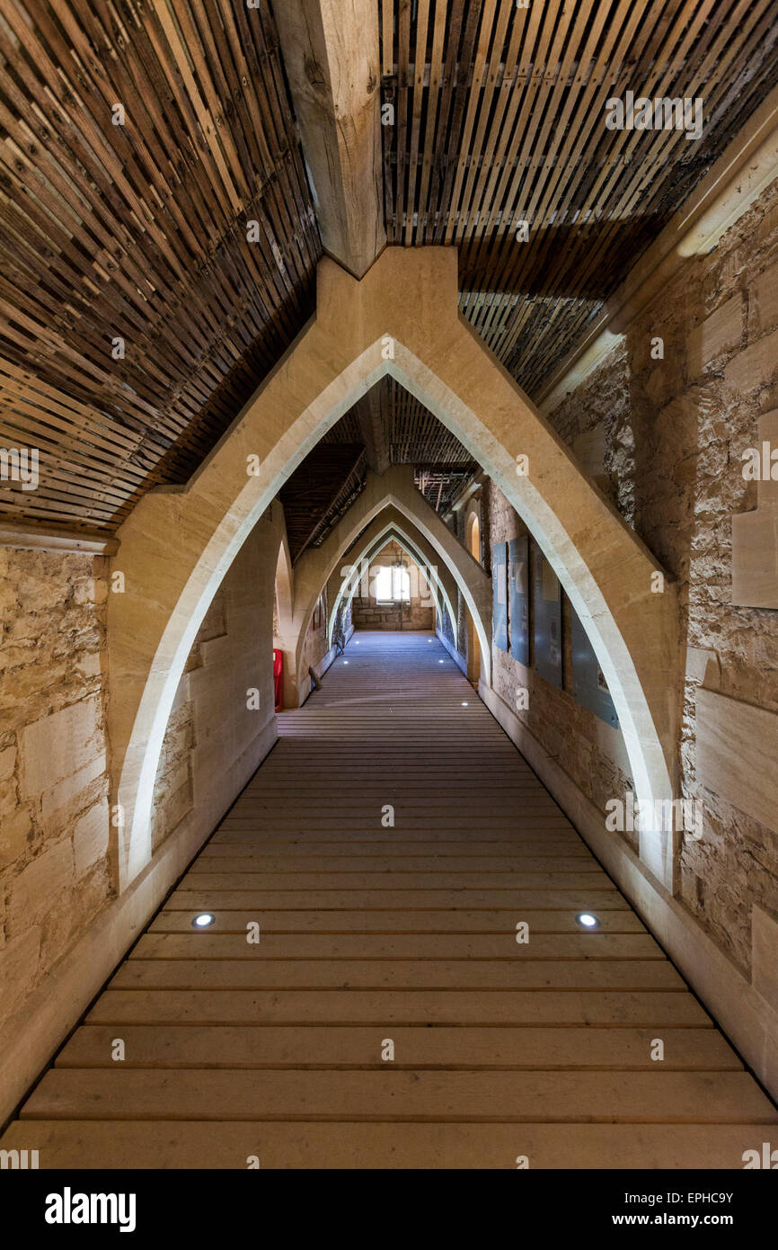 The attic corridor at Woodchester mansion, Gloucestershire, England Stock Photo