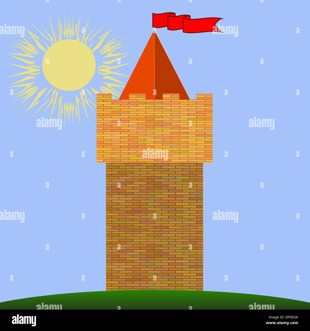 Old Red Brick Castle Stock Vector