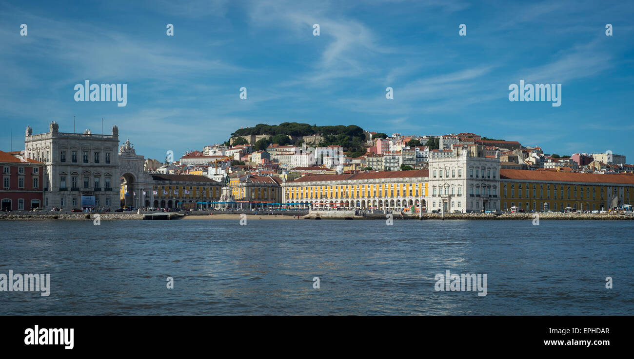The Praca do Comercio viewed from the River Tagus, Lisbon. Stock Photo