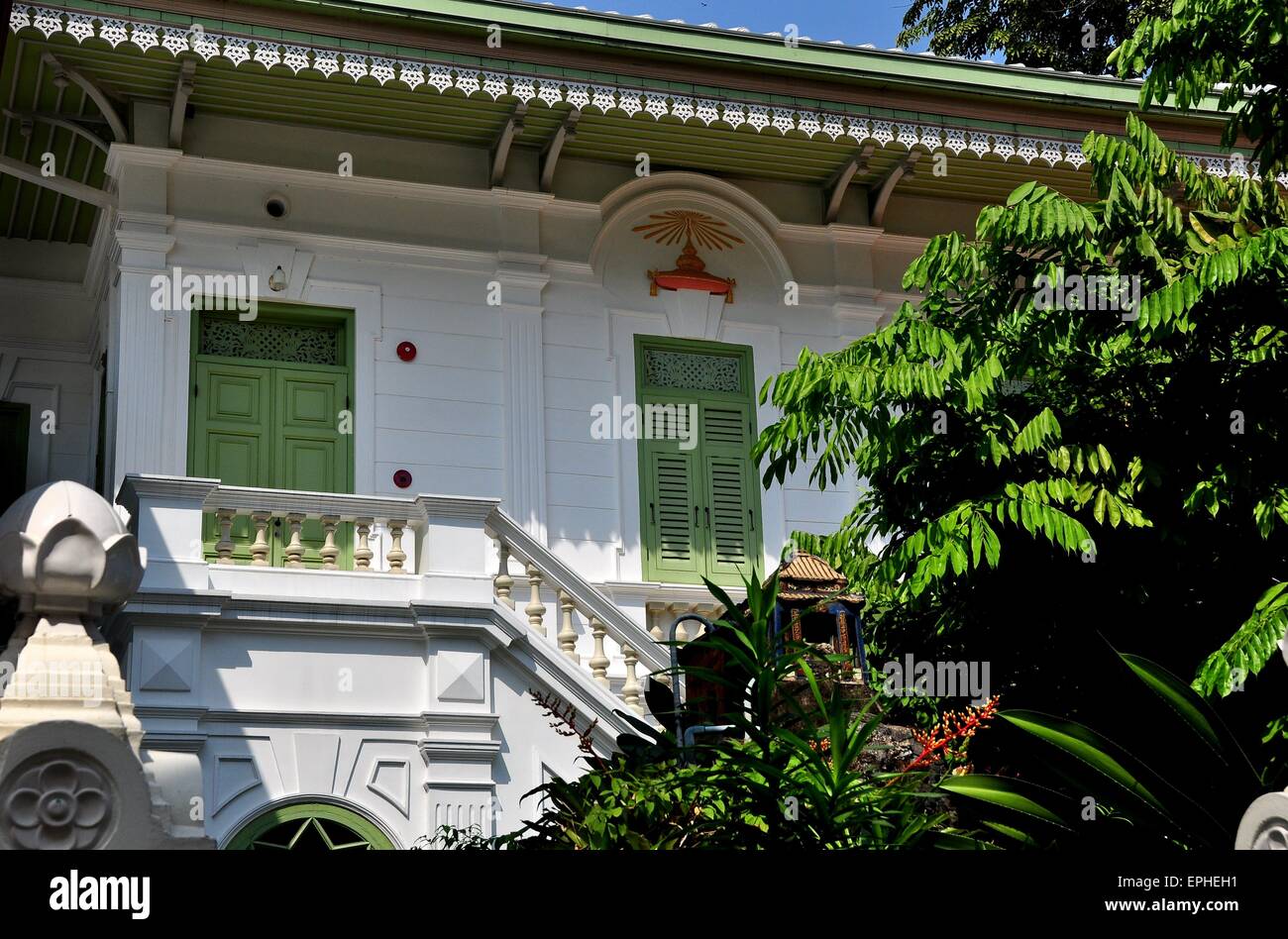 Bangkok, Thailand:  One of the fine houses in the monastic quarter at Royal Wat Boworniwet  * Stock Photo