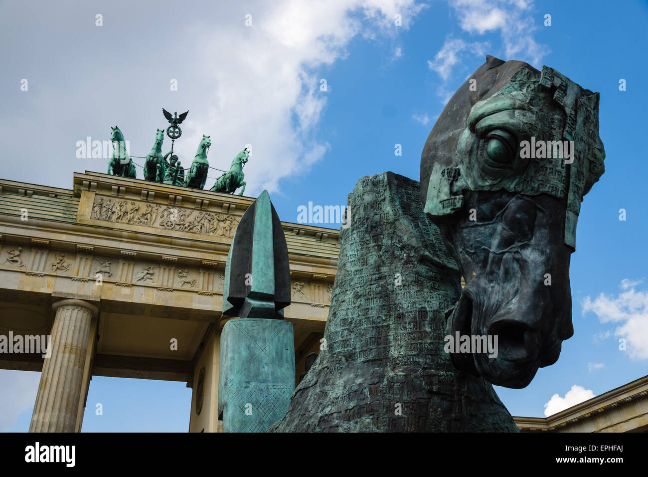 Gustavo Aceves presents his sculptures at the exhibition 'Lapidarium',  Pariser Platz near the Brandenburg Gate. Stock Photo